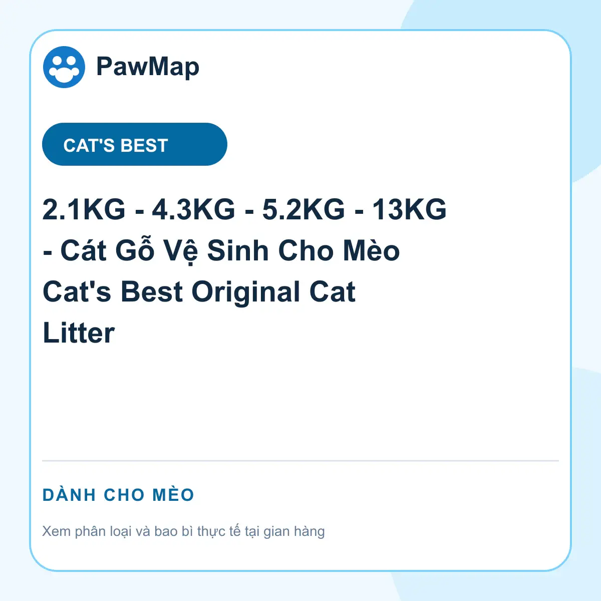 Ảnh sản phẩm 2.1KG - 4.3KG - 5.2KG - 13KG - Cát Gỗ Vệ Sinh Cho Mèo Cat's Best Original Cat Litter