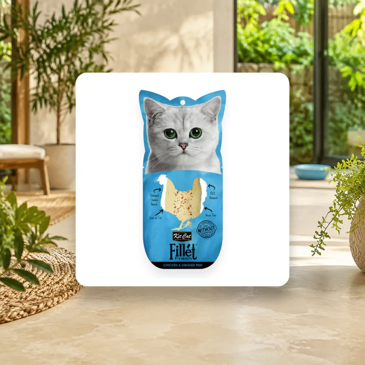 Ảnh sản phẩm Treats Kit Cat Ăn vặt cho mèo Phi lê thịt nguyên miếng gói 30g